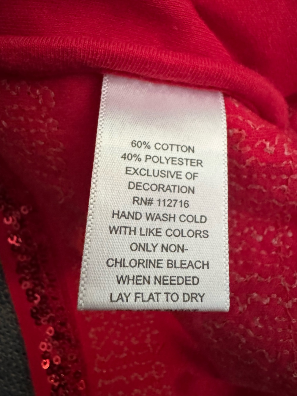 49er Bright Red Round Neck Tee with Gold and Red Sequin Horizontal Stripes - Picture 6 of 7